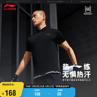 李宁 LI-NING排湿速干短袖POLO衫男子24春夏系列简约运动上衣APLU119 黑色-1 3XL