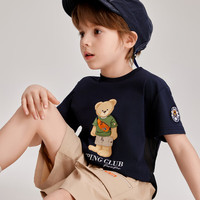PawinPaw卡通小熊童装2024年夏季男女童儿童印花短袖T恤透气 Navy藏青色/59 110cm