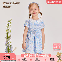 PawinPaw卡通小熊童装2024年夏季女宝梭织连衣裙 Blue蓝色/50 090