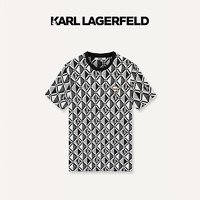 KARL LAGERFELD 卡尔拉格斐轻奢老佛爷男装 24夏款KARL钉珠图案棉质短袖T恤 本白 50