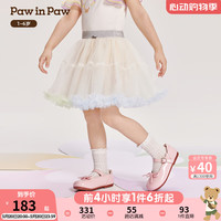 PawinPaw卡通小熊童装2024年夏季女宝短裙 Ivory象牙色/39 100cm