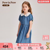PawinPaw卡通小熊童装2024年夏季女童撞色翻领牛仔连衣裙 Indigo牛仔蓝色/55 110cm