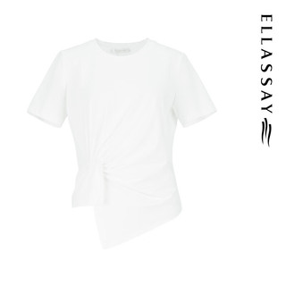歌力思（ELLASSAY）2024春夏设计感小众百搭扭结短袖T恤女EWD352Z00900 纯净白 L