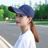 牧佰澜帽子女春夏韩版百搭鸭舌帽户外运动防晒太阳帽休闲钓鱼遮阳棒球帽 CAP 藏青 可调节