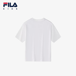 FILA【抗菌】斐乐儿童童装上衣2024夏季男中大童宽松短袖T恤 标准白-WT 165cm