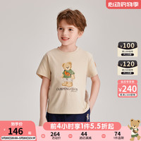 PawinPaw卡通小熊童装2024年夏季男女童儿童印花短袖T恤透气 Beige米色/35 110cm