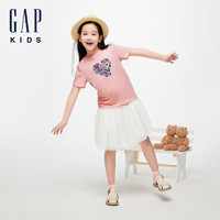 Gap 盖璞 女童2024春夏新款纯棉印花图案圆领短袖T恤儿童装上衣430239