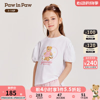 PawinPaw卡通小熊童装2024年夏季女童短袖 T Ivory象牙色/39 140