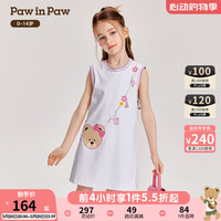 PawinPaw卡通小熊童装2024年夏季女童针织连衣裙 Ivory象牙色/39 120