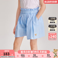 PawinPaw卡通小熊童装2024年夏季女童短裤松紧花苞腰可爱 Blue蓝色/50 140cm