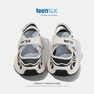天美意（TEENMIX）天美意儿童运动鞋2024夏季女童透气休闲鞋软底运动凉鞋中大童 黑色 单层  34码