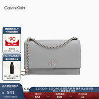 Calvin Klein【520】女包简约金属搭扣ck链条翻盖荔枝纹单肩腋下包DH2806 PC6-灰蓝色 OS