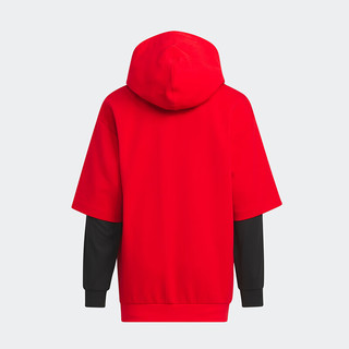 阿迪达斯 （adidas）男童二合一卫衣中大童儿童红色运动连帽外套IT4063 浅猩红 A116 