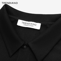 TRENDIANO潮牌刺绣休闲Polo衫2024年夏季纯棉翻领短袖黑白男 黑色 S