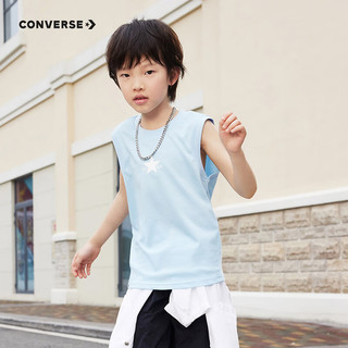 Converse儿童装男童背心套装凉感透气2024夏季中大童运动两件套潮 纯白色 120/60