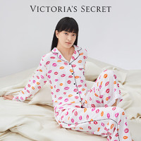 VICTORIA'S SECRET 舒适休闲天丝绵柔印花家居服夏季长袖长裤套装睡衣 34Y5缤纷吻-天丝绵柔 S