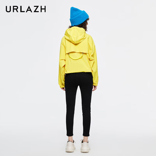 有兰（URLAZH）洋气时尚柠檬黄休闲宽松连帽短外套风衣女LL3JA18 柠檬黄 XS