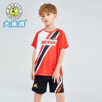 大黄蜂童装男童套装儿童T恤夏2024年季夏季薄款男孩中大童休闲两件套 映红色 130