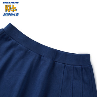 Skechers斯凯奇童装女童针织短裙儿童夏季户外运动休闲透气裙子L224G055 蔚蓝色/00QP 150cm