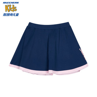 Skechers斯凯奇童装女童针织短裙儿童夏季户外运动休闲透气裙子L224G055 蔚蓝色/00QP 120cm