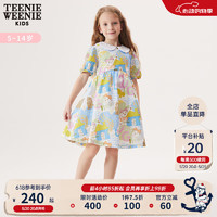 Teenie Weenie Kids小熊童装女童24年夏款满印娃娃领短袖连衣裙 撞色 120cm