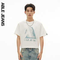 ABLE JEANS 24夏季新款男士TEE洗水涂鸦绣花LOGO宽松短袖T恤男