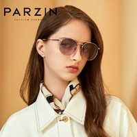 PARZIN 帕森 偏光太阳镜女 金属复古圆框迷幻炫彩潮墨镜彩色太阳眼镜91607