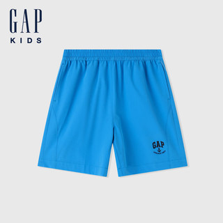 Gap男童2024夏季吸湿速干logo直筒松紧短裤运动休闲裤466758 蓝色 110cm(4-5岁) 亚洲尺码