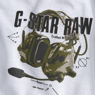 G-STAR RAW2024夏季男士高端t恤短袖Nifous圆领印花打底衫D24683 白色 M