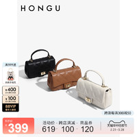 HONGU 红谷 包包2024新款牛皮单肩斜挎包时尚菱格链条包手提小方包女士包