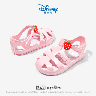 迪士尼（Disney）童鞋女童夏季护脚包头凉鞋草莓简约果冻鞋DP22518 粉色 29码 