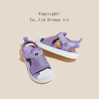 迪士尼童鞋夏季男女童儿童透气舒适凉鞋镂空可调节魔术贴紫色37码