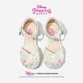 迪士尼（Disney）童鞋女童夏季凉鞋国风汉服鞋绣花鞋儿童断腰皮鞋DP22525米白35码