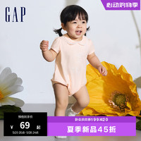 Gap婴儿2024夏季花边娃娃领短袖连体衣儿童装爬服890480 橘红色 80cm(9-18月) 亚洲尺码