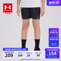 安德玛（Under Armour）儿童短裤童装裤子夏季男大童休闲运动梭织短裤 黑色 1