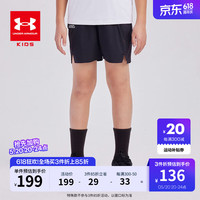 安德玛（Under Armour）儿童短裤童装裤子夏季男大童休闲运动梭织短裤 黑色 150cm