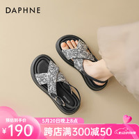 达芙妮（DAPHNE）新中式国风凉鞋女夏季2024交叉带舒适厚底百搭配裙子休闲凉鞋 米色 35