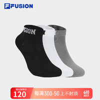 FILA FUSION斐乐潮牌款低腰袜套装2024夏运动袜短袜3双装 标准白/深黑/浅灰色-99 S