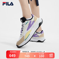 FILA 斐乐女鞋PIONIERE摩登运动鞋2024夏季休闲鞋跑步鞋 明亮白/米黄色-BC 37.5