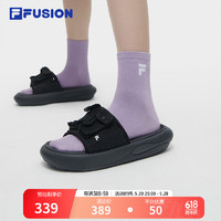 FILA FUSION斐乐潮牌女鞋ZIP UP SLIPPER拖鞋2024夏运动凉拖 骏马黑-BB 36