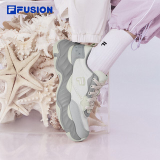 FILA FUSION斐乐潮牌女鞋STARFISH II厚底潮鞋2024夏季帆布鞋 奶白/南极灰-GA 37.5