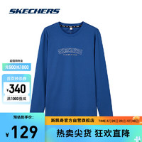 SKECHERS 斯凯奇 男款长袖T恤中世纪蓝圆领保暖舒适L124M041