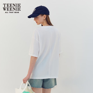 Teenie Weenie小熊女装2024夏季多巴胺宽松短袖T恤休闲度假风 白色 165/M