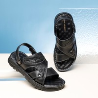 红蜻蜓 夏季品牌凉鞋休闲沙滩鞋男士凉拖两用中老年爸爸鞋皮凉鞋