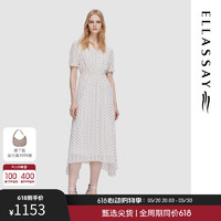 歌力思（ELLASSAY）2024夏季气质法式浪漫短袖波点中长连衣裙女EWD352Y18100 纯净白 M