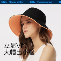 Beneunder 蕉下 防晒帽女防紫外线夏季户外遮阳帽女士太阳帽子双面渔夫帽 雀茶色/黑色