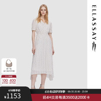歌力思（ELLASSAY）2024夏季气质法式浪漫短袖波点中长连衣裙女EWD352Y18100 纯净白 XS