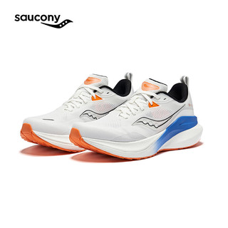 Saucony索康尼率途稳定支撑跑鞋男24年男跑步鞋透气运动鞋男MARSHAL 白桔黑3 44