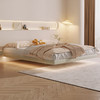 Buleier 布雷尔 真皮床无床头设计悬浮皮艺床1.8米双人床主卧家具Q12 床+天然椰棕床垫+床头柜