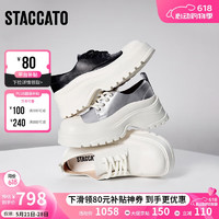 STACCATO 思加图 2024春季时尚休闲运动鞋厚底板鞋女鞋S1417AM4 奶油白 34